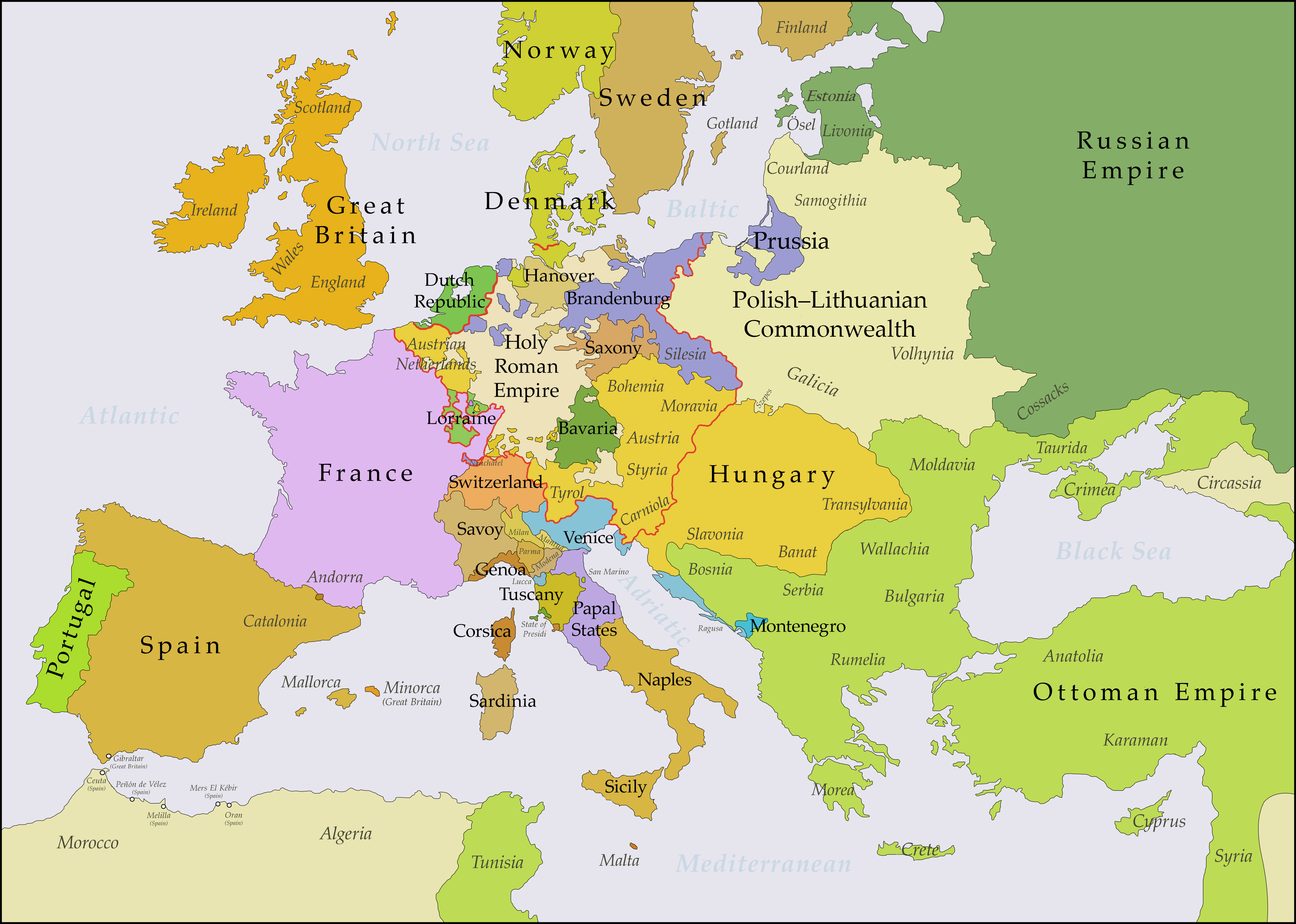 Map Of Europe 1750 - Almeta Mallissa