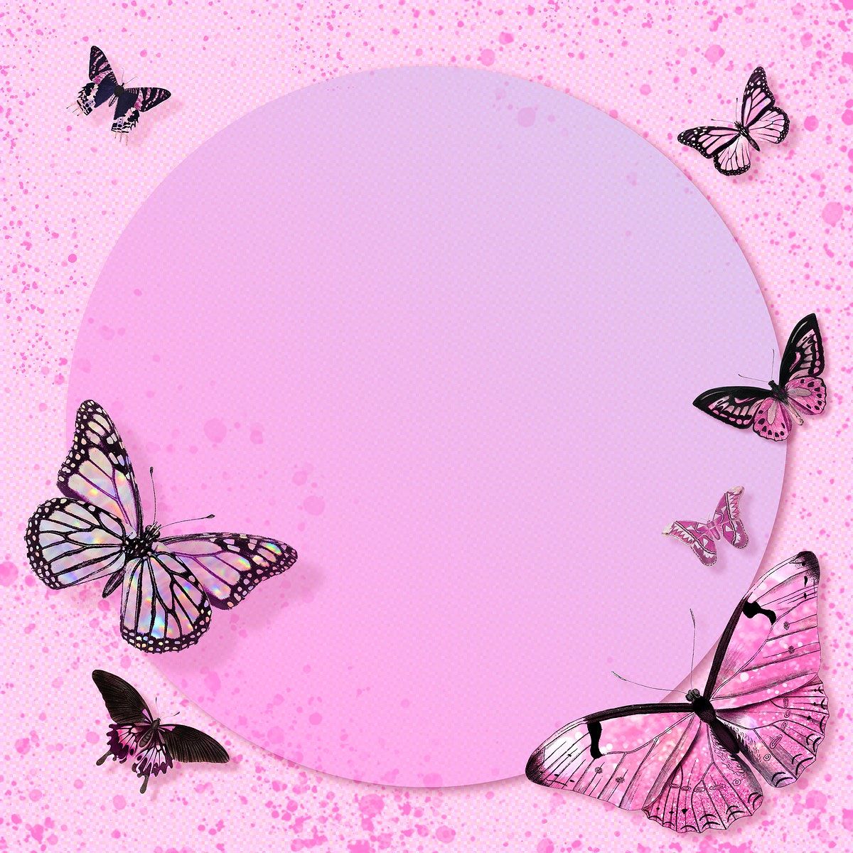 Circle pink butterfly frame design element | premium image by   / Techi in 2023 | Butterfly background, Butterfly frame, Butterfly  wallpaper backgrounds