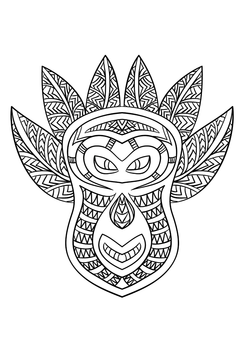 African mask 6 - Africa Coloring Pages for Adults - Just Color ...