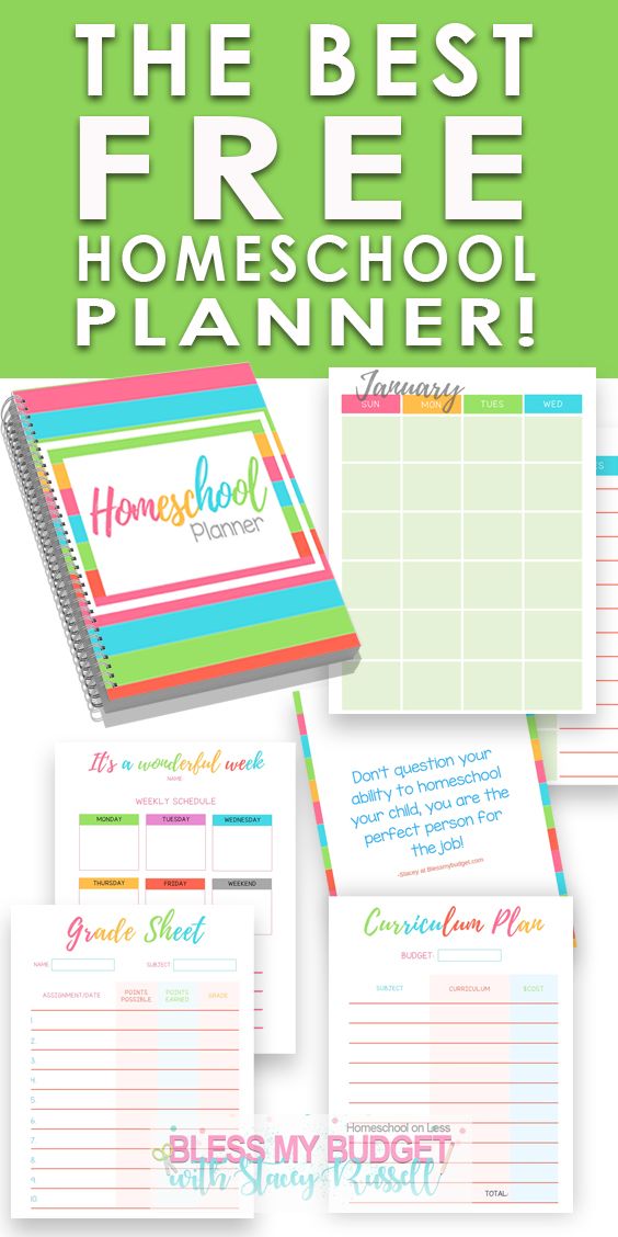 Free Homeschool Planner Printables 2020 : FREE Printable Weekly Planner ...