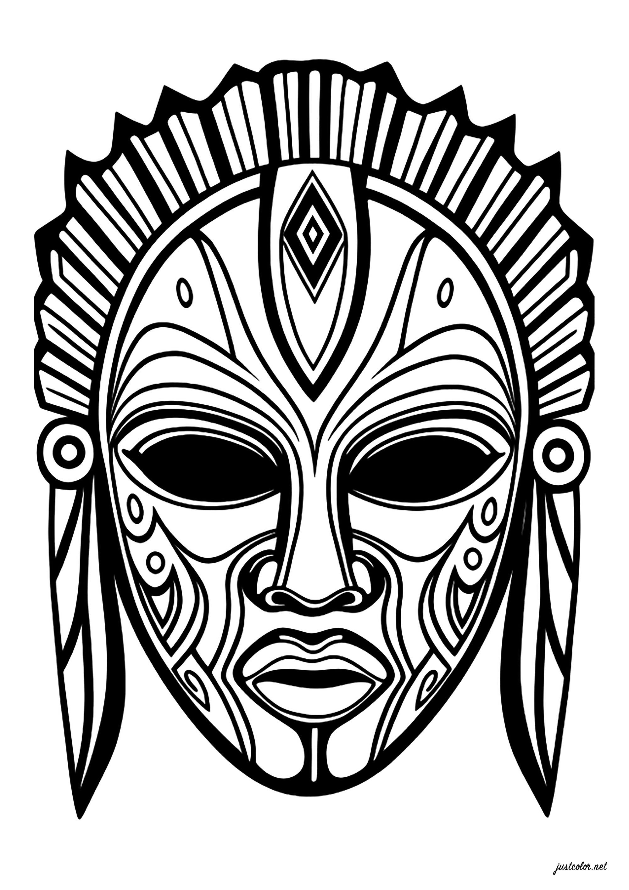 African mask africa coloring pages for adults just color – Artofit