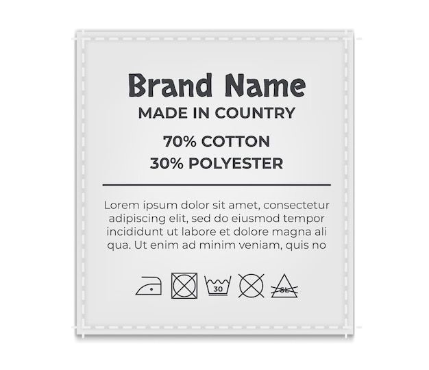 Premium Vector | Label tag wash instruction cloth care fabric cotton ...