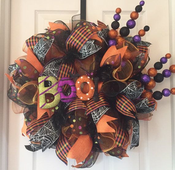 Halloween Deco Mesh Wreath Halloween Front Door Wreath Deco | Etsy ...