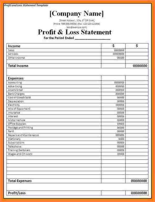 First Class Self Employed Printable Profit And Loss Template Pro Forma Cash