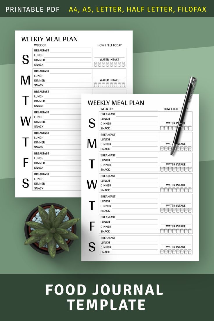 Food Journal Template, Planner Page Ideas, Meal Planners, Meal Planning ...