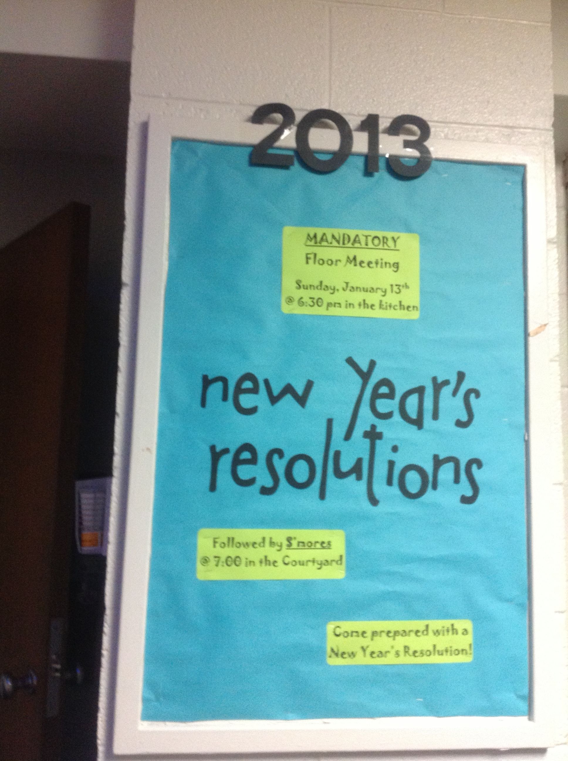 New Year's Resolutions bulletin board. Define 