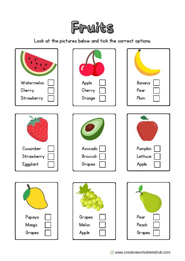 Fruits and Vegetable Worksheets For Kindergarteners ...