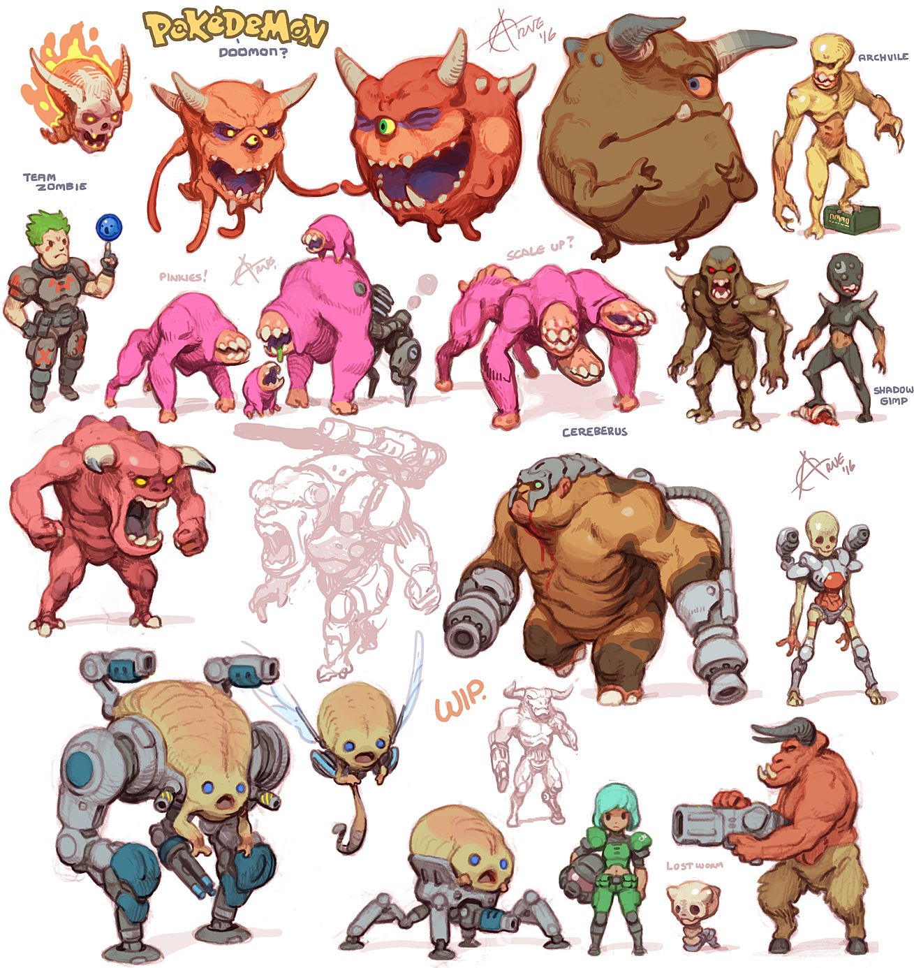 Chibi Doom character and monsters. Game Character Design, Fantasy ...