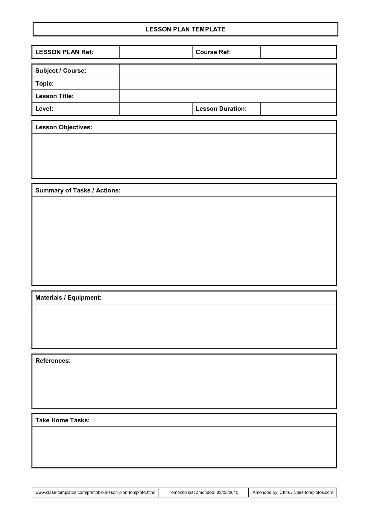 Simple Lesson Plan Template Pdf