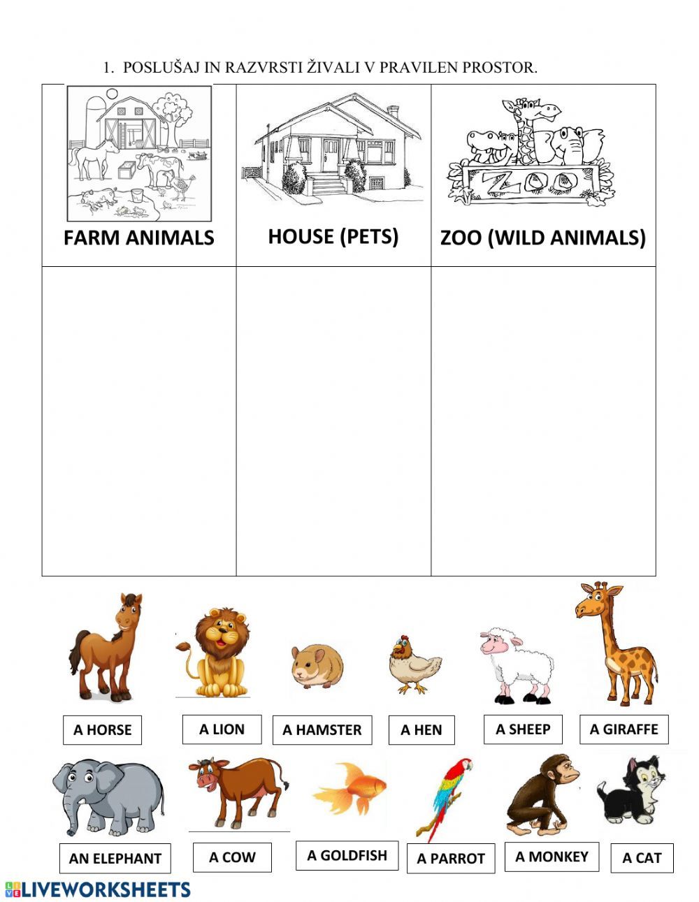 Types Of Animals Worksheet Kindergarten