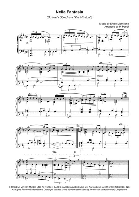 Nella Fantasia Gabriel S Oboe From Sheet Music Digital Sheet Music Oboe