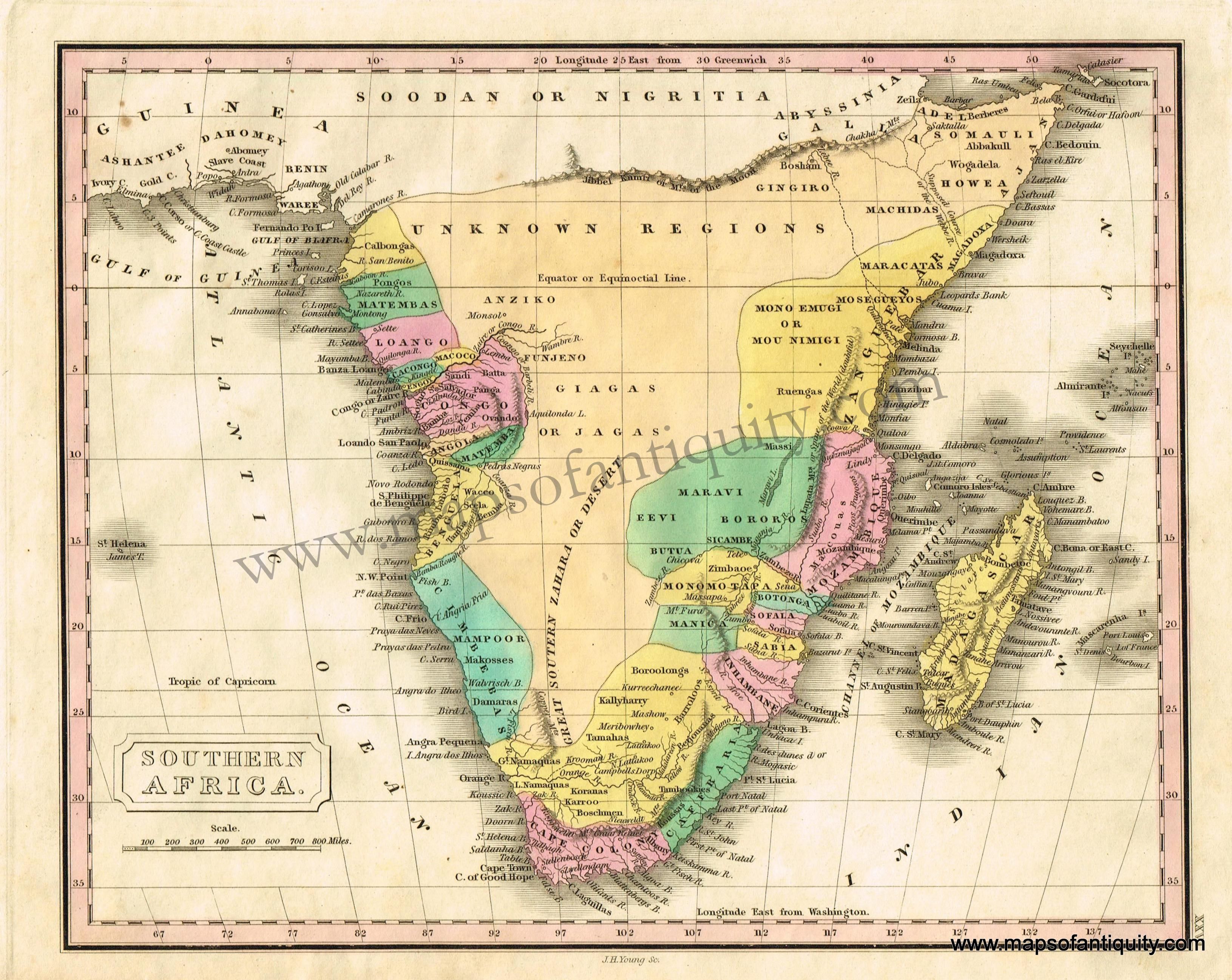 Southern Africa - Antique Maps and Charts Original, Vintage, Rare ...