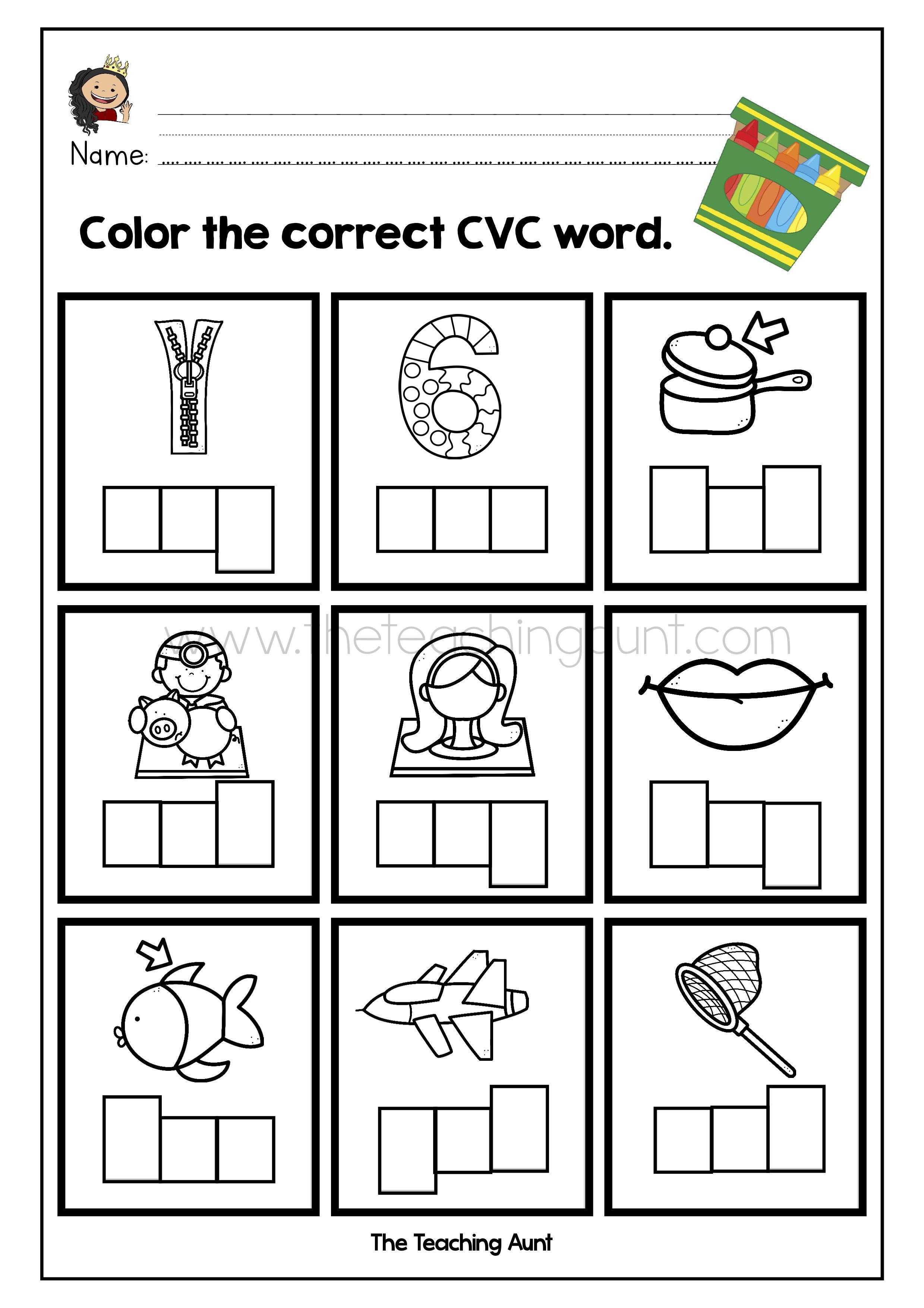 Cvc Words For Grade 1 Worksheets