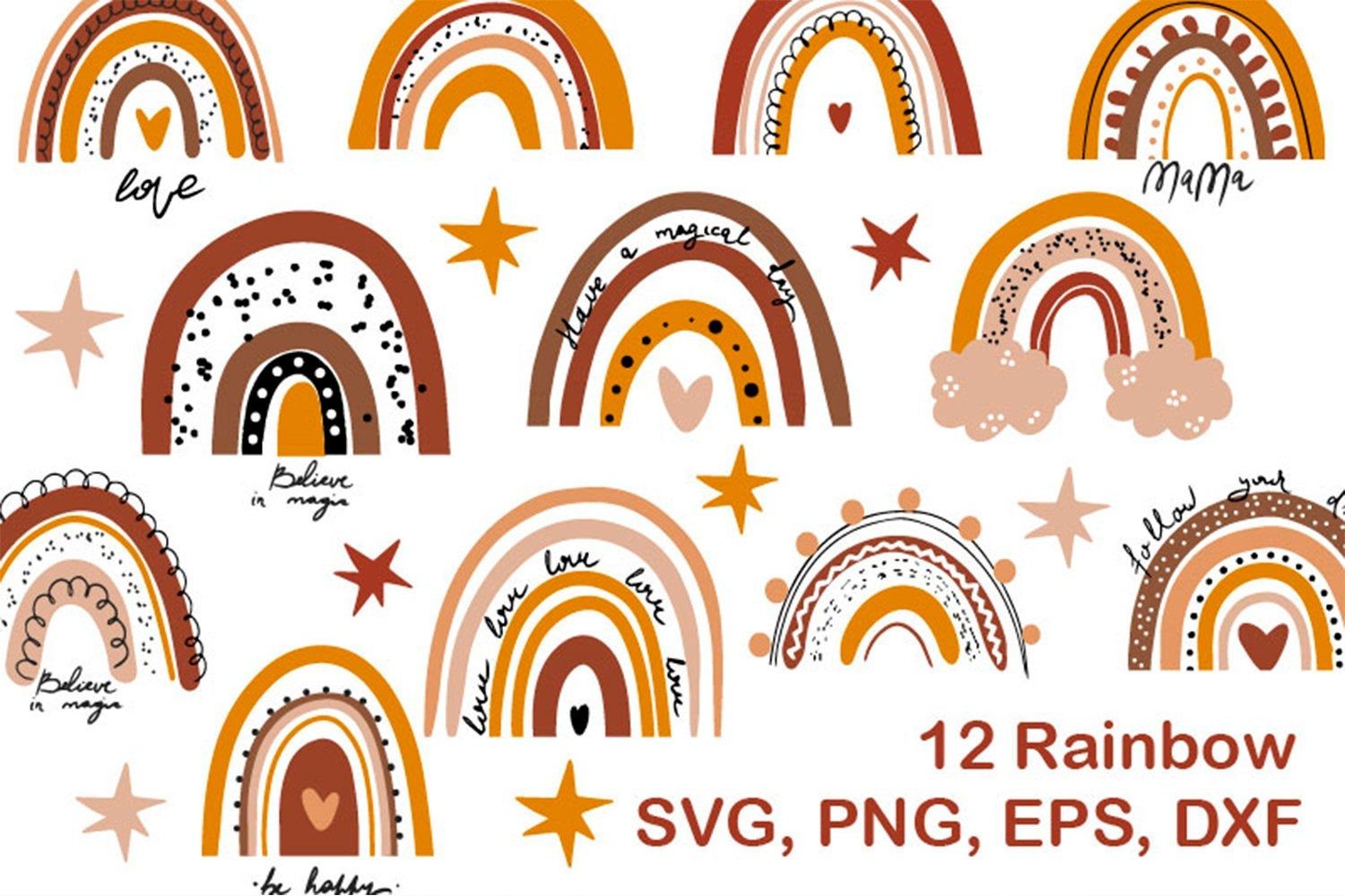 Download Modern Rainbow svg files for cricut Rainbow clipart Boho ...