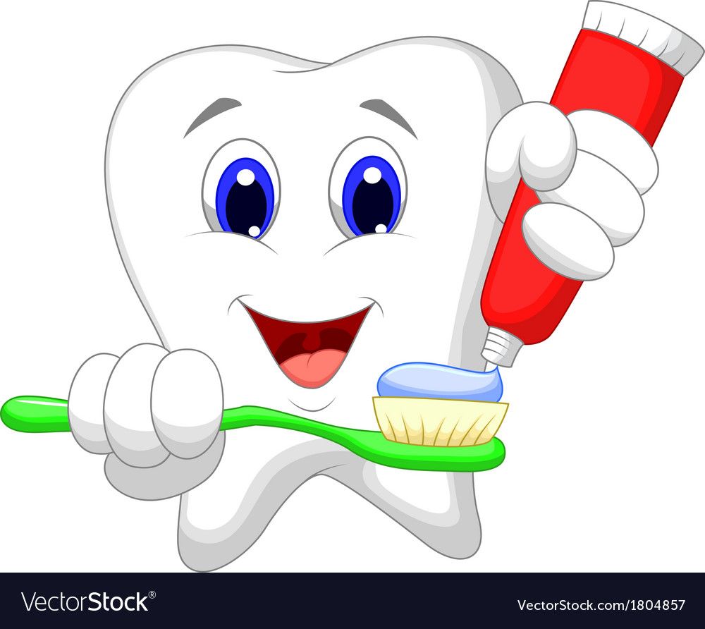 Tooth cartoon putting tooth paste on her toothbrus Dental Health, Oral ...