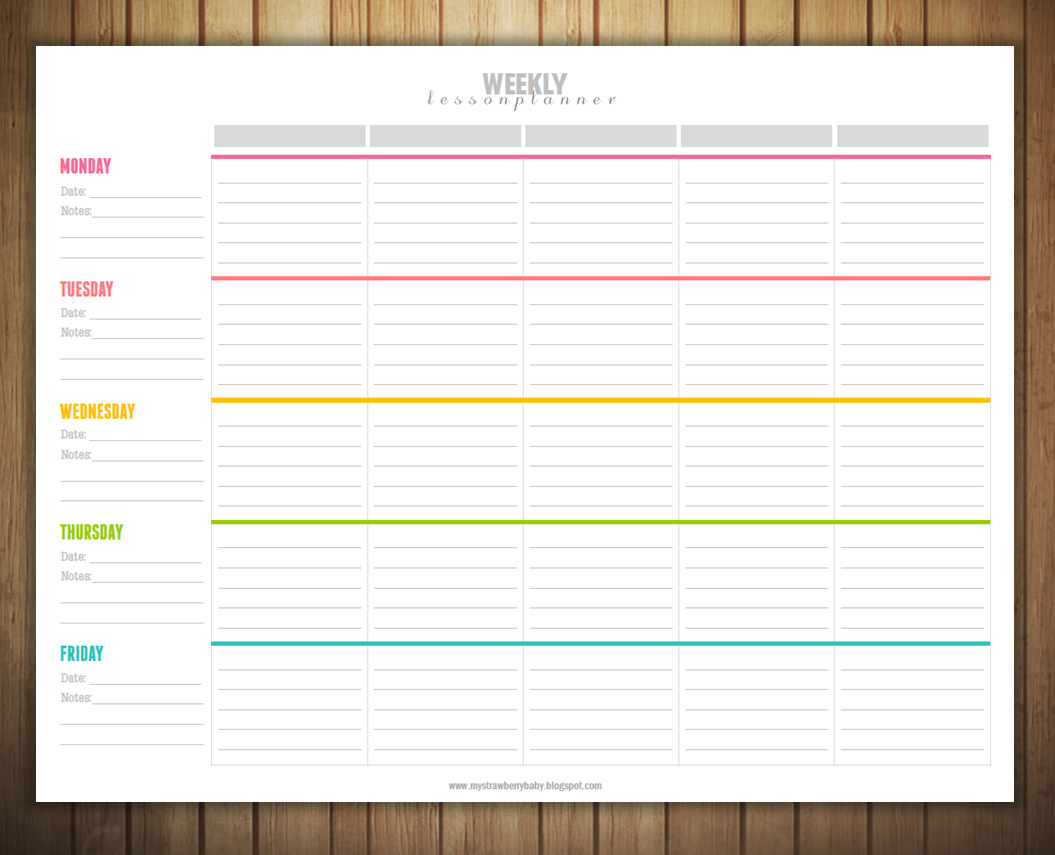 Free Printable Weekly Lesson Plan Template - Resume Samples