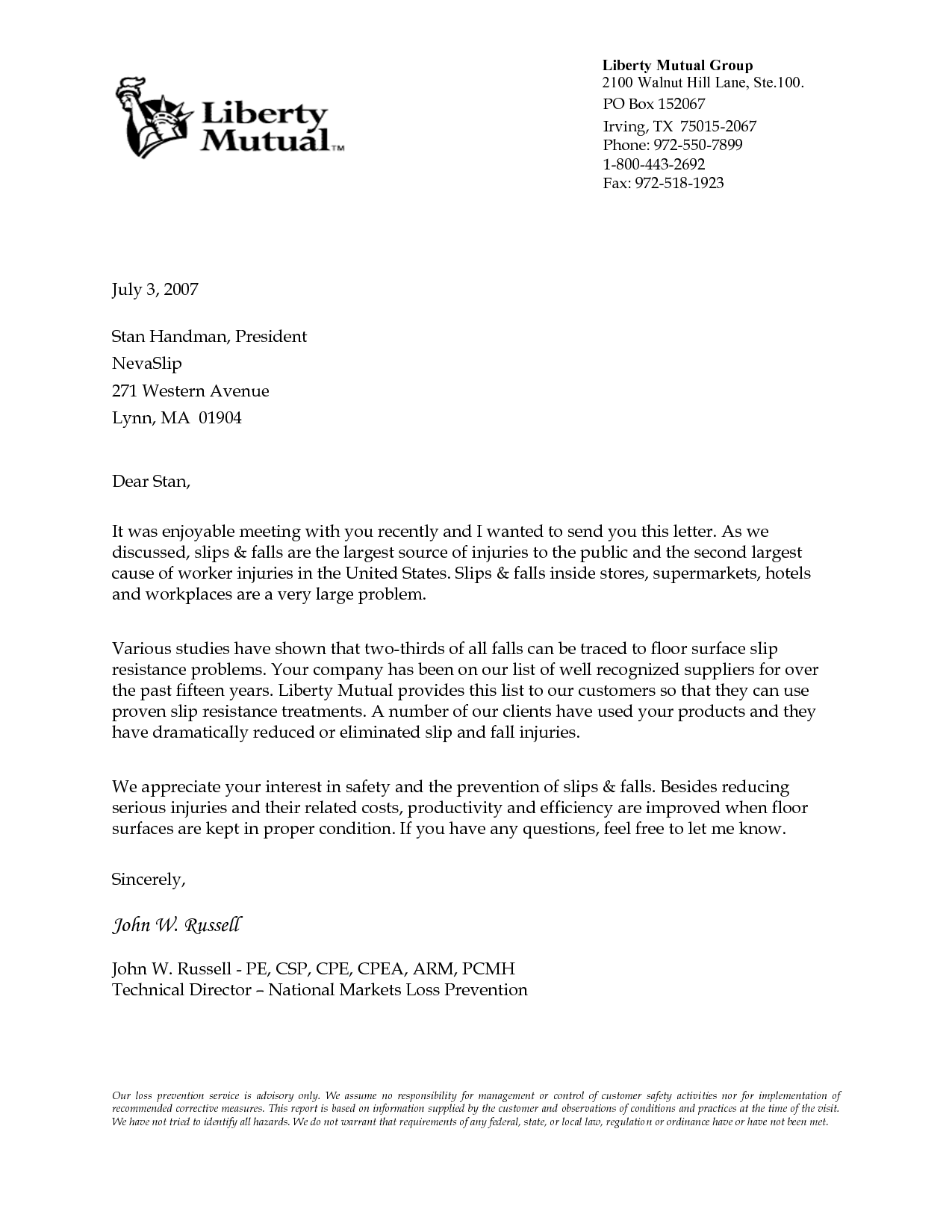 Business Letter Example For A Company