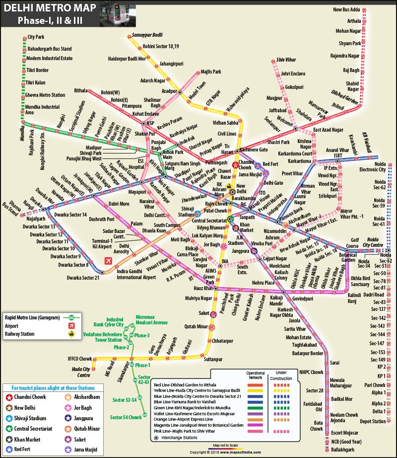 Proposed Delhi Metro Phase 3 Map showing the metro connectivity route ...