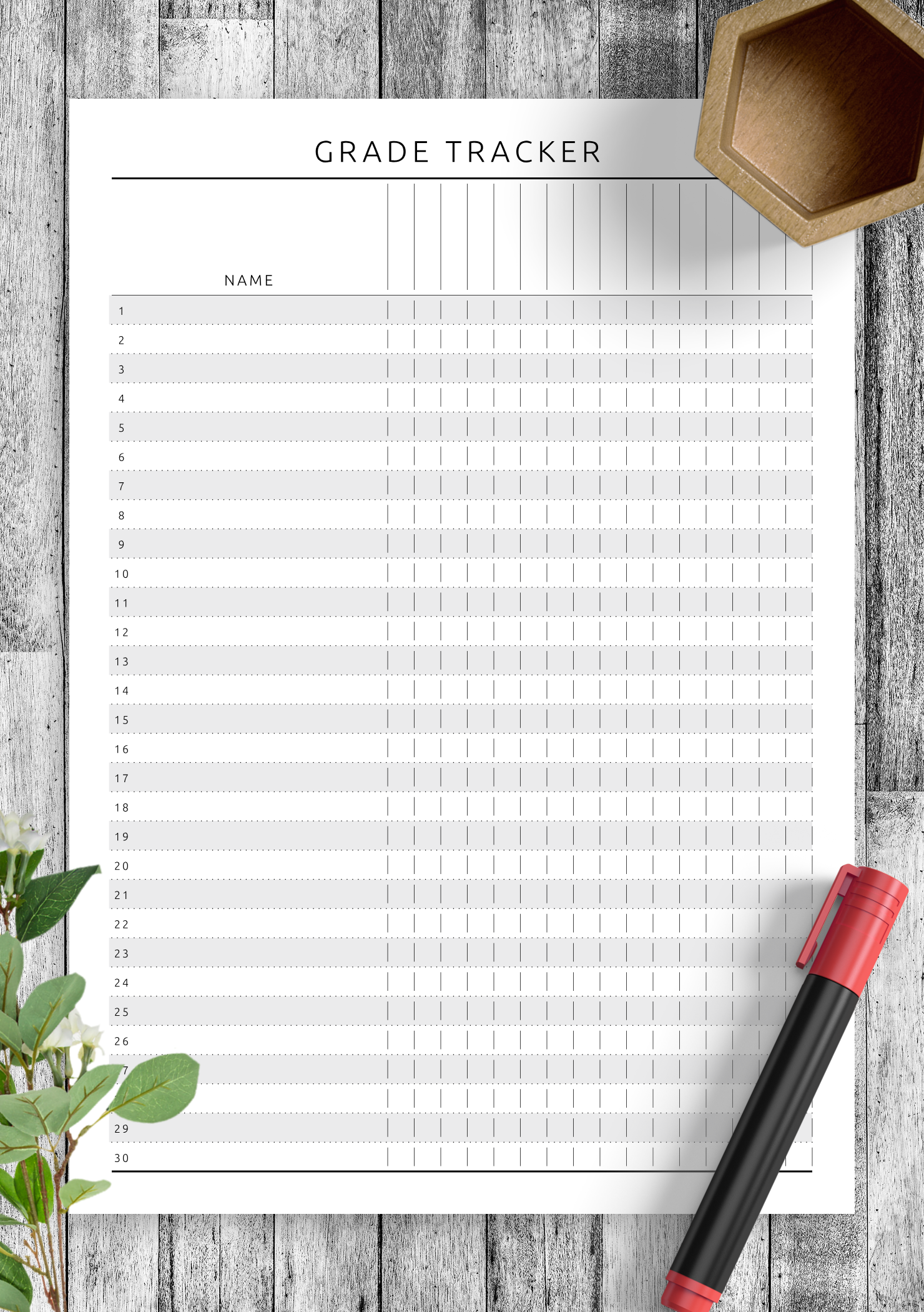 Printable grade book template in original style for school and college ...