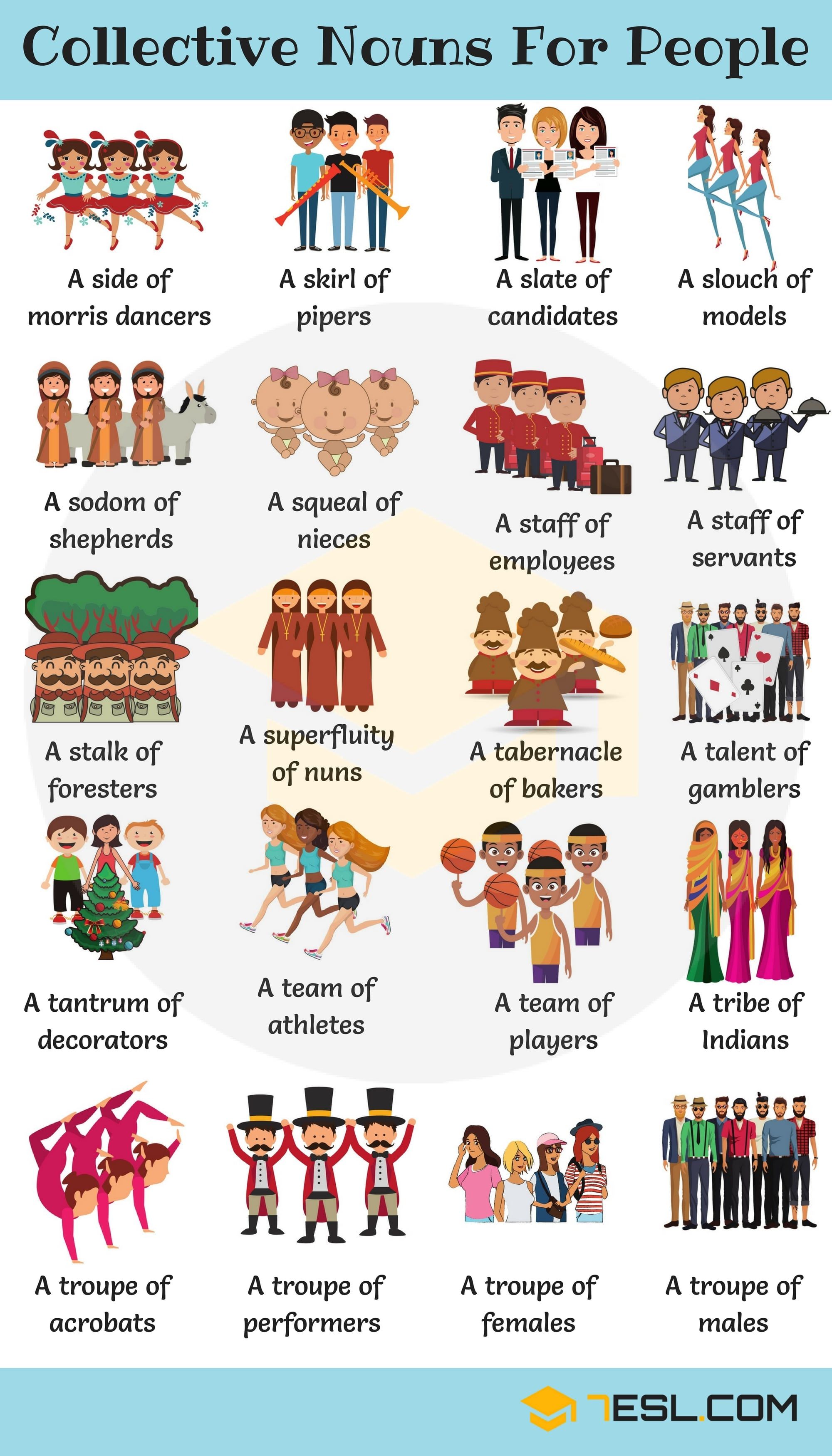 Groups of People: 200+ Useful Collective Nouns for People • 7ESL ...