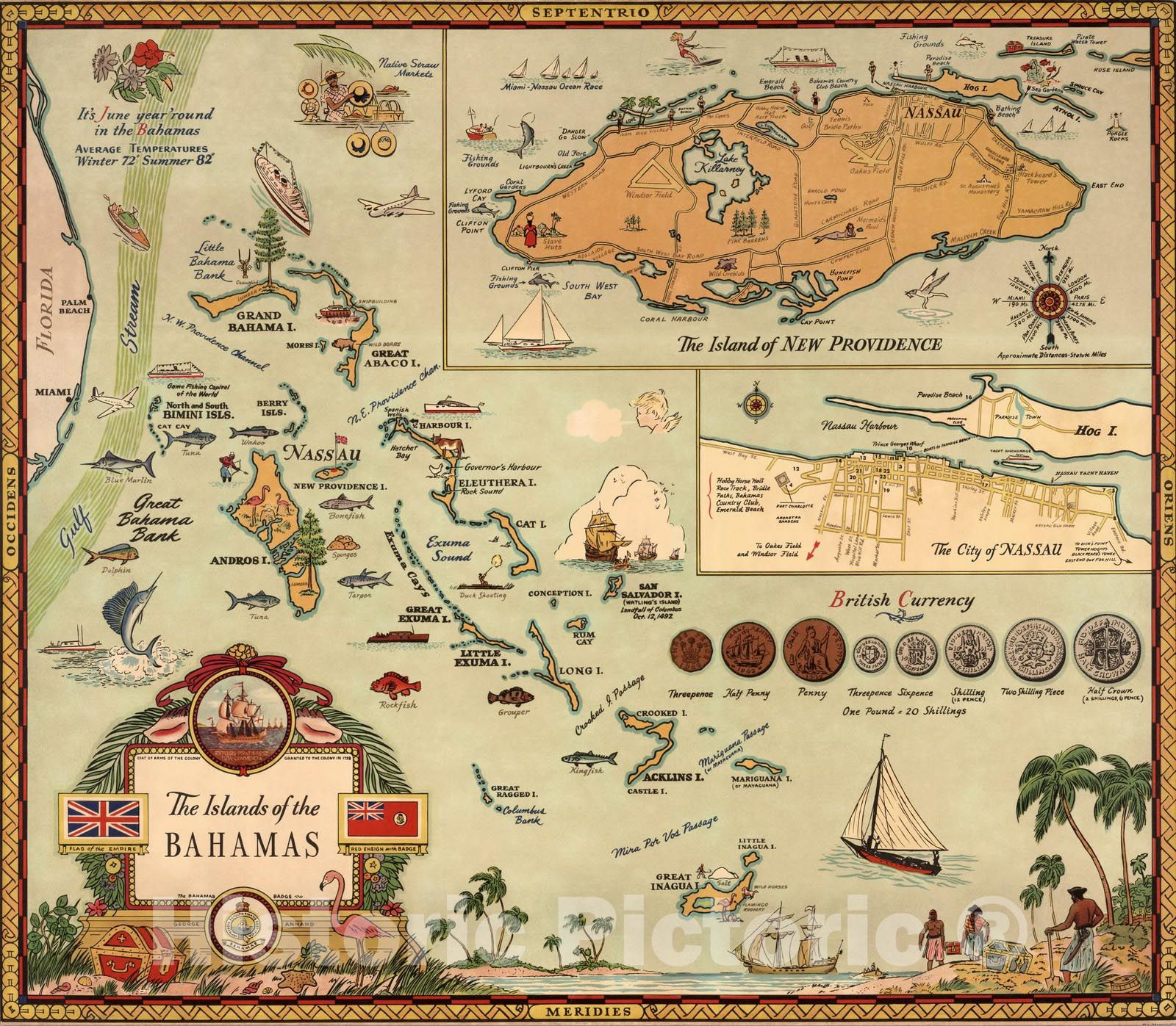 Old Map Of Nassau Bahamas