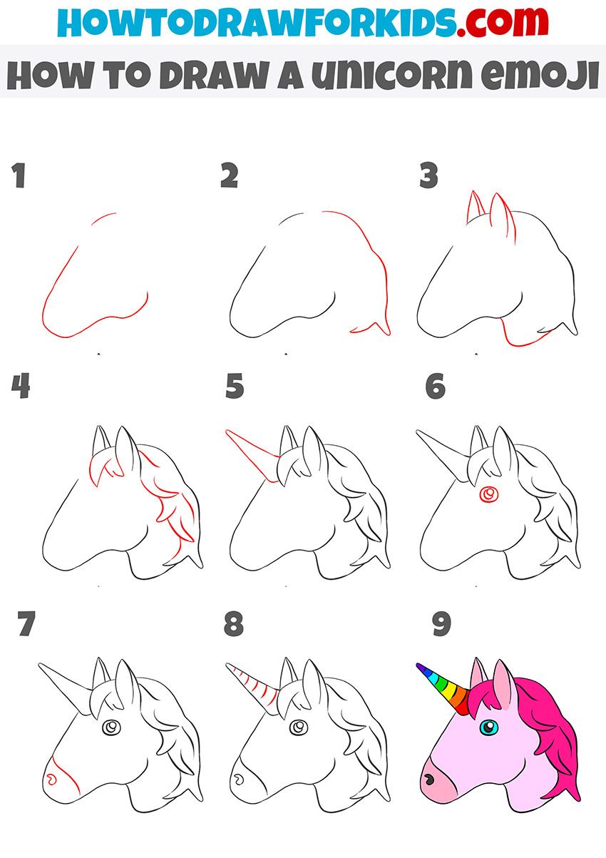 how to draw a unicorn emoji step by step | Unicorn emoji, Emoji ...