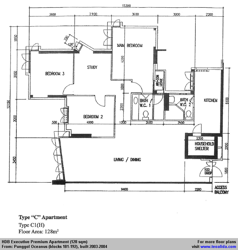 Punggol Oceanus HDB Executive Apartment floor plan (128