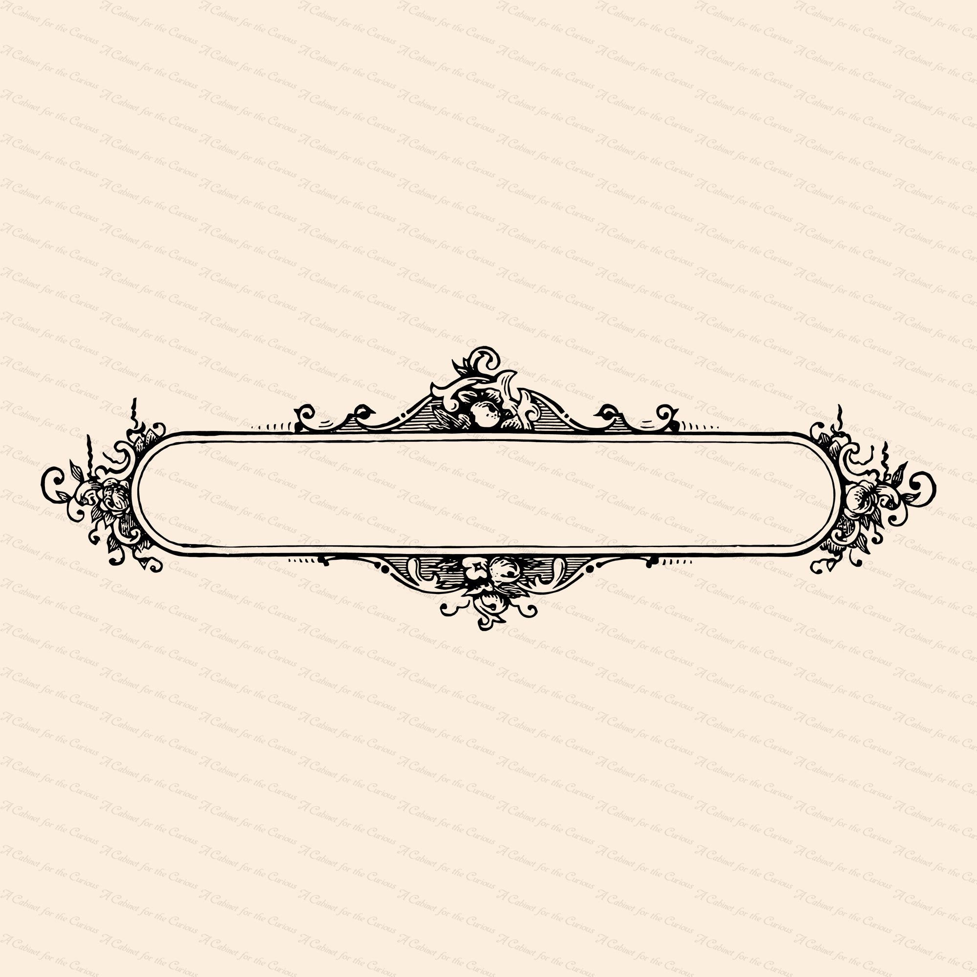 Vintage Fancy Title Border Element With Roses Antique Victorian Long ...