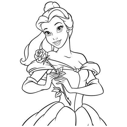 Coloriage Belle dans sa robe de bal | Belle coloring pages, Princess ...