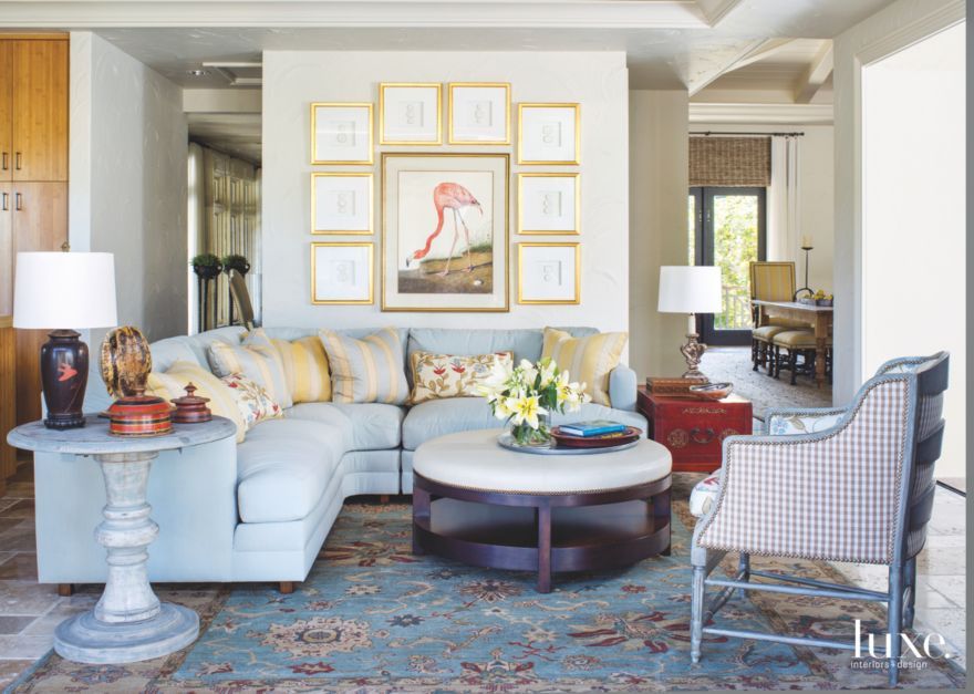 Casual Blue Seating Area with Flamingo Art | LuxeSource | Luxe Magazine ...