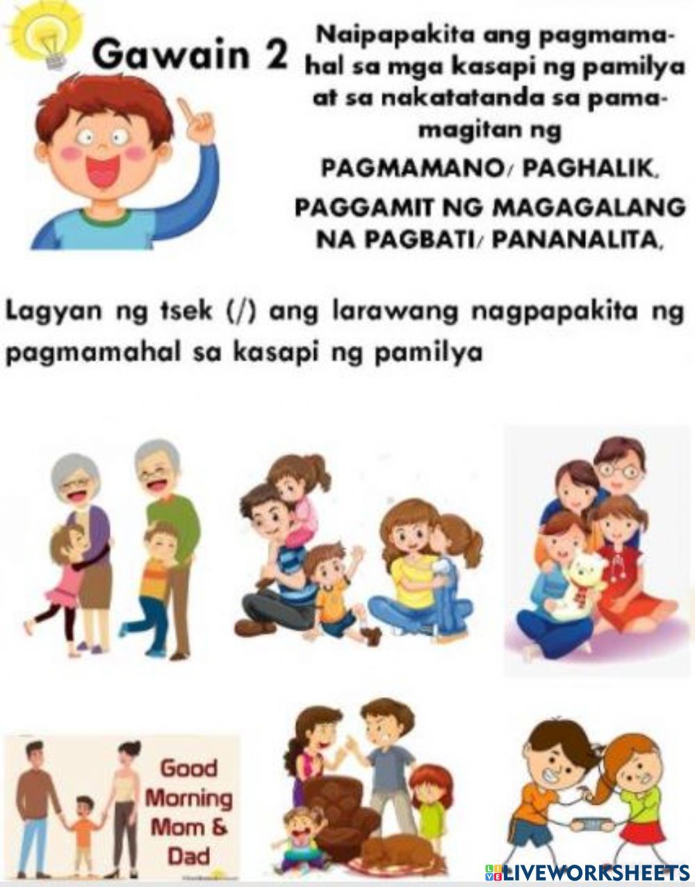 Gawain2:Pagpapakita ng Pagmamahal worksheet | Preschool math printables ...