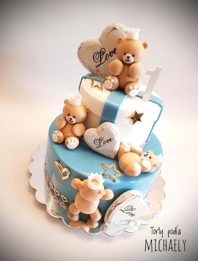 Teddy bears cake by Michaela Hybska Baby Boy Cake Topper, Baby Boy ...