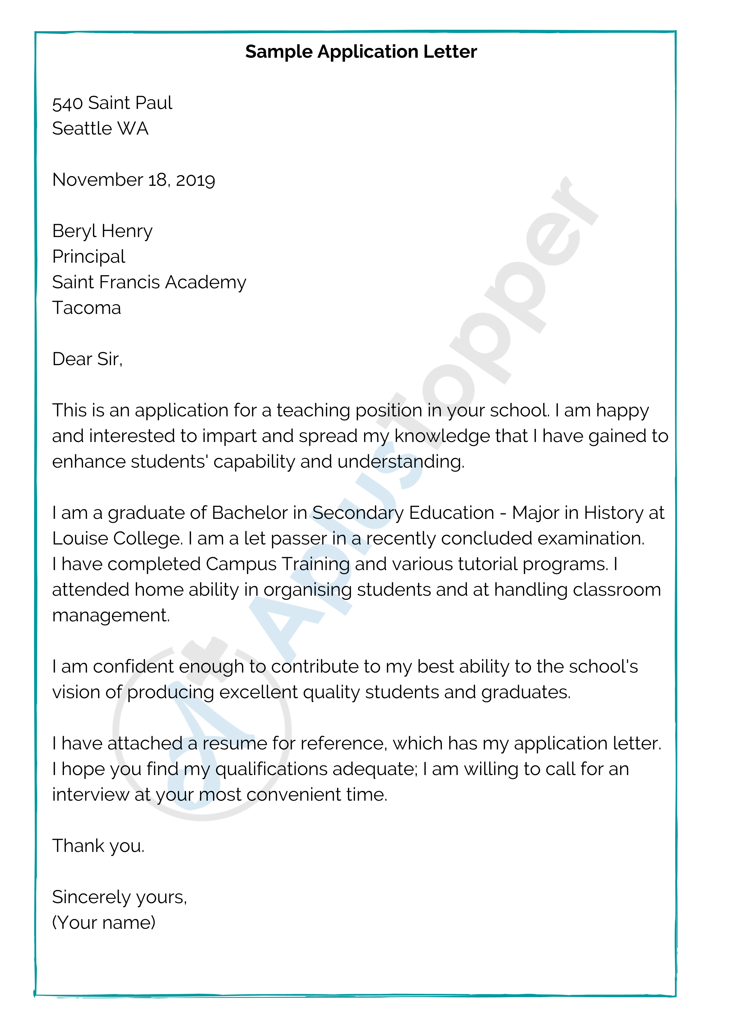 7 Application Letter Samples | Format, Examples and How To Write ...