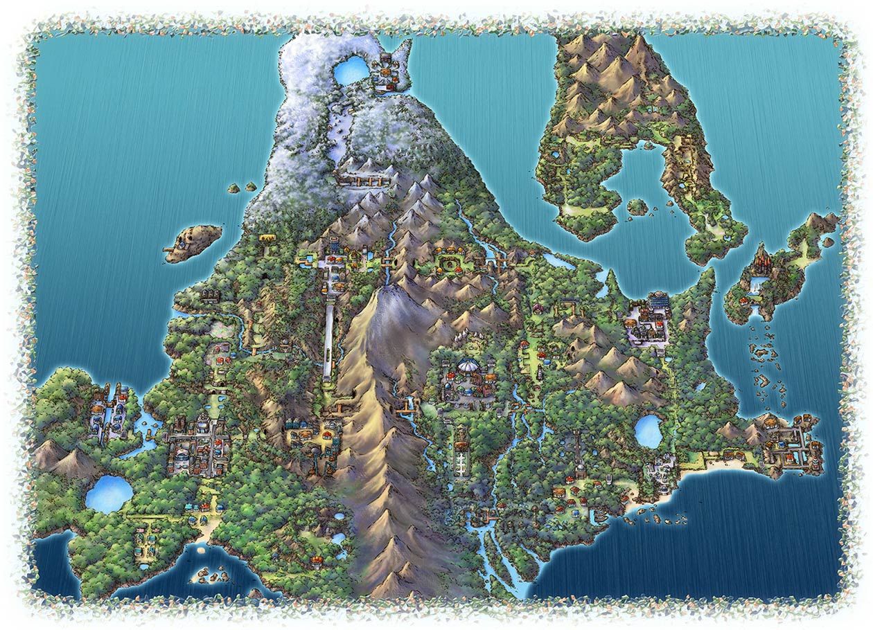 Sinnoh Region Map - Characters & Art - Pokémon Diamond and Pearl ...