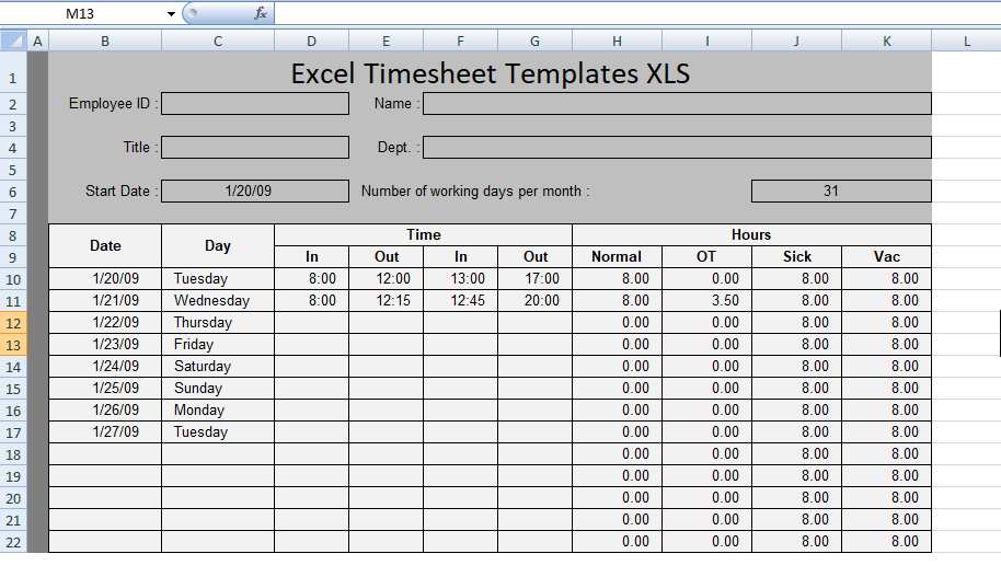 Overtime Template Excel PDF Template