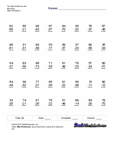 Two Digit Subtraction Worksheet | Teacherlinx | Subtraction worksheets ...