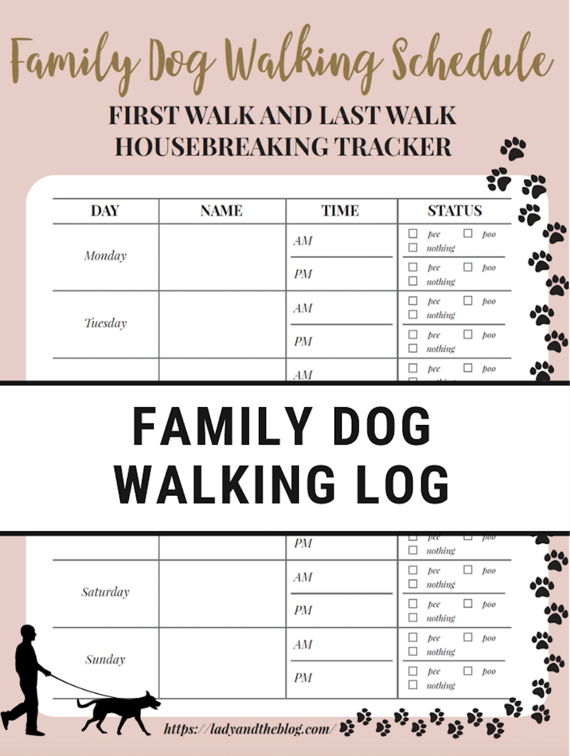 Free Printable Dog Walker Log - Set A Schedule And Develop A Routine ...