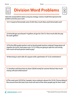 Division Word Problems Grade 5 - Thekidsworksheet