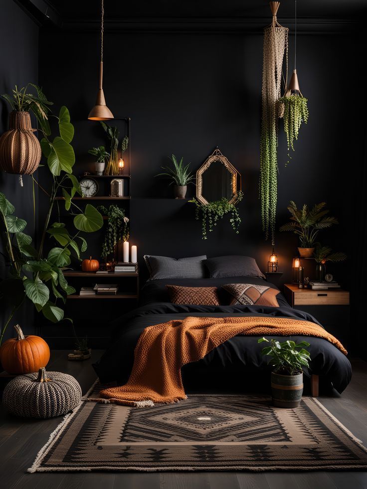 Boho Elegance In The Nighttime: Dark Bedroom Delights | Moody Mid ...