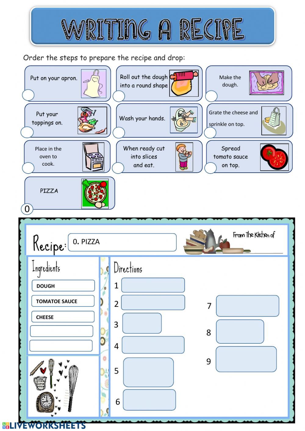 Following A Recipe Worksheet For Kids