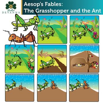 This 20 piece clip art set illustrates the story of the Grasshopper and ...