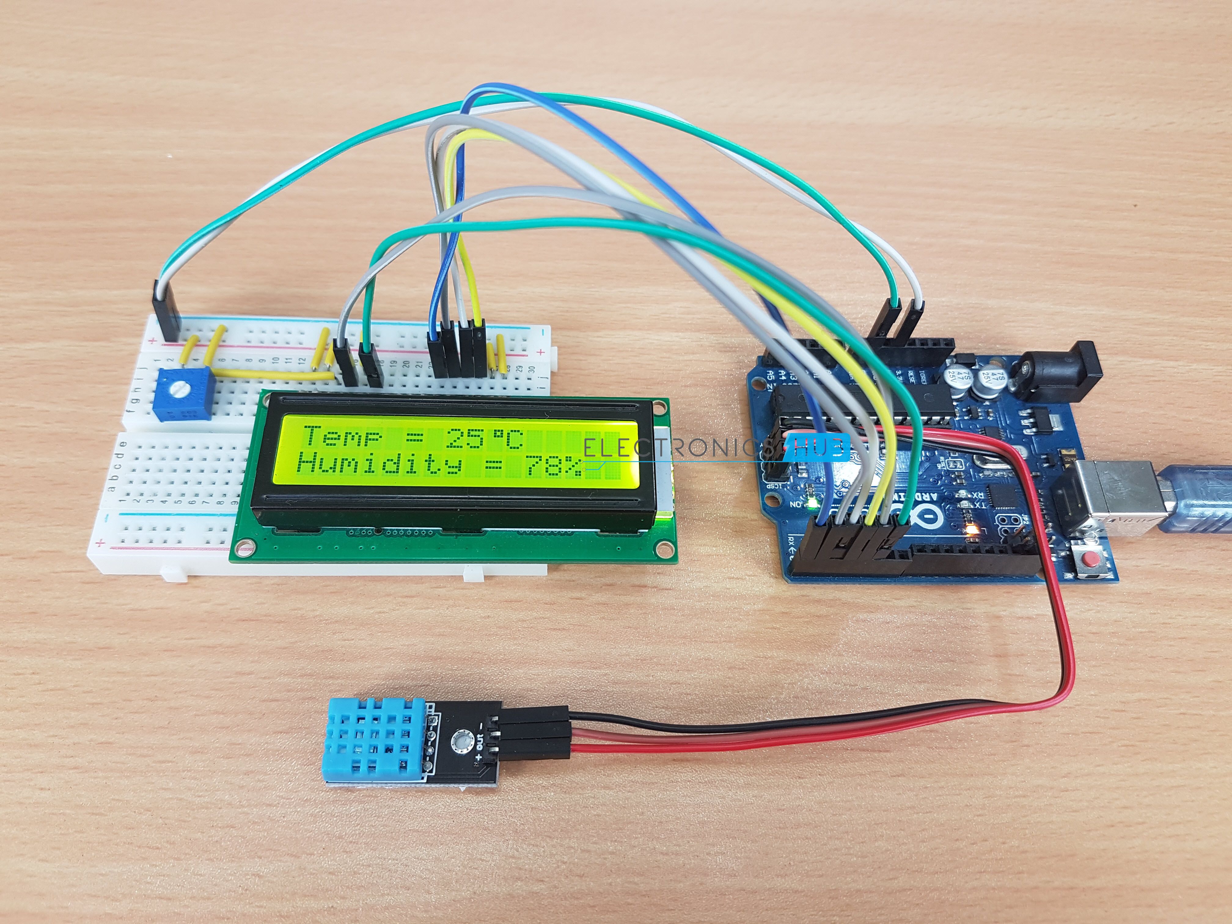 Dht11 Temperature And Humidity On I2c 1602 Lcd Arduin - vrogue.co