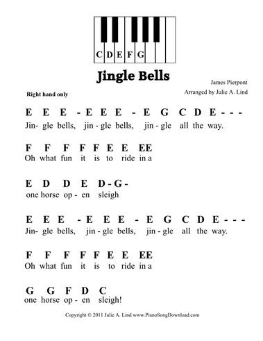 sheet music with the words jingle bells written in black and white, on ...