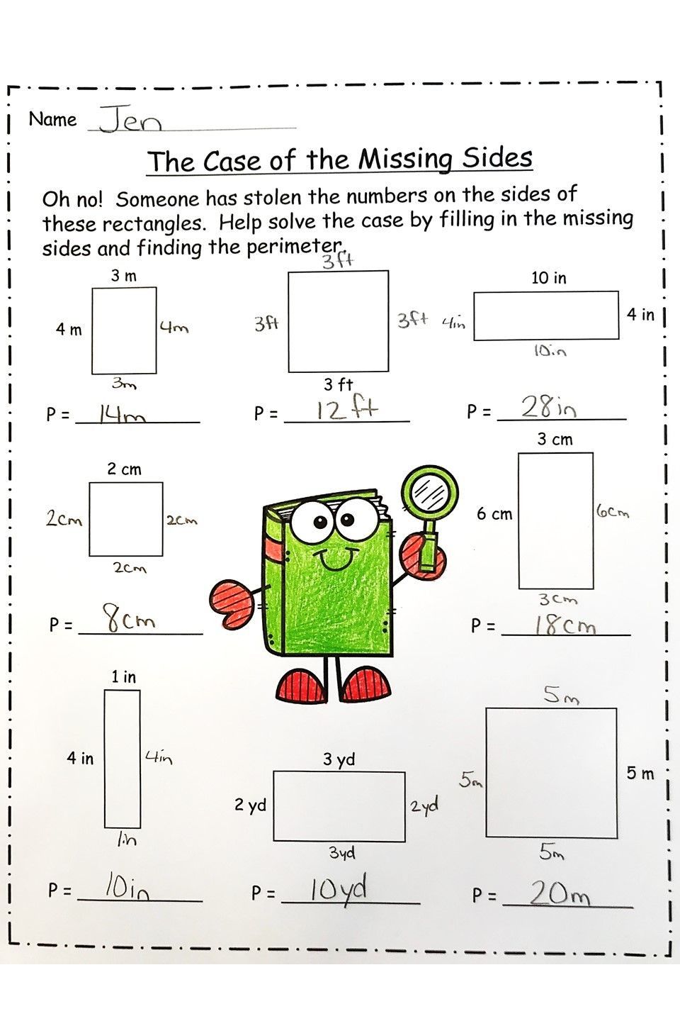 Perimeter Worksheets 3rd Grade | Perimeter worksheets, Kids math