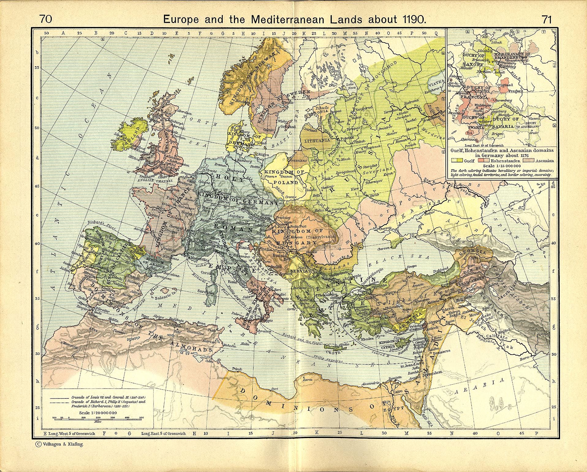 Europe and the Mediterranean Lands about 1190 (1911), by William ...