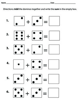 Domino Addition to 12 | Kindergarten math worksheets, Kindergarten word ...