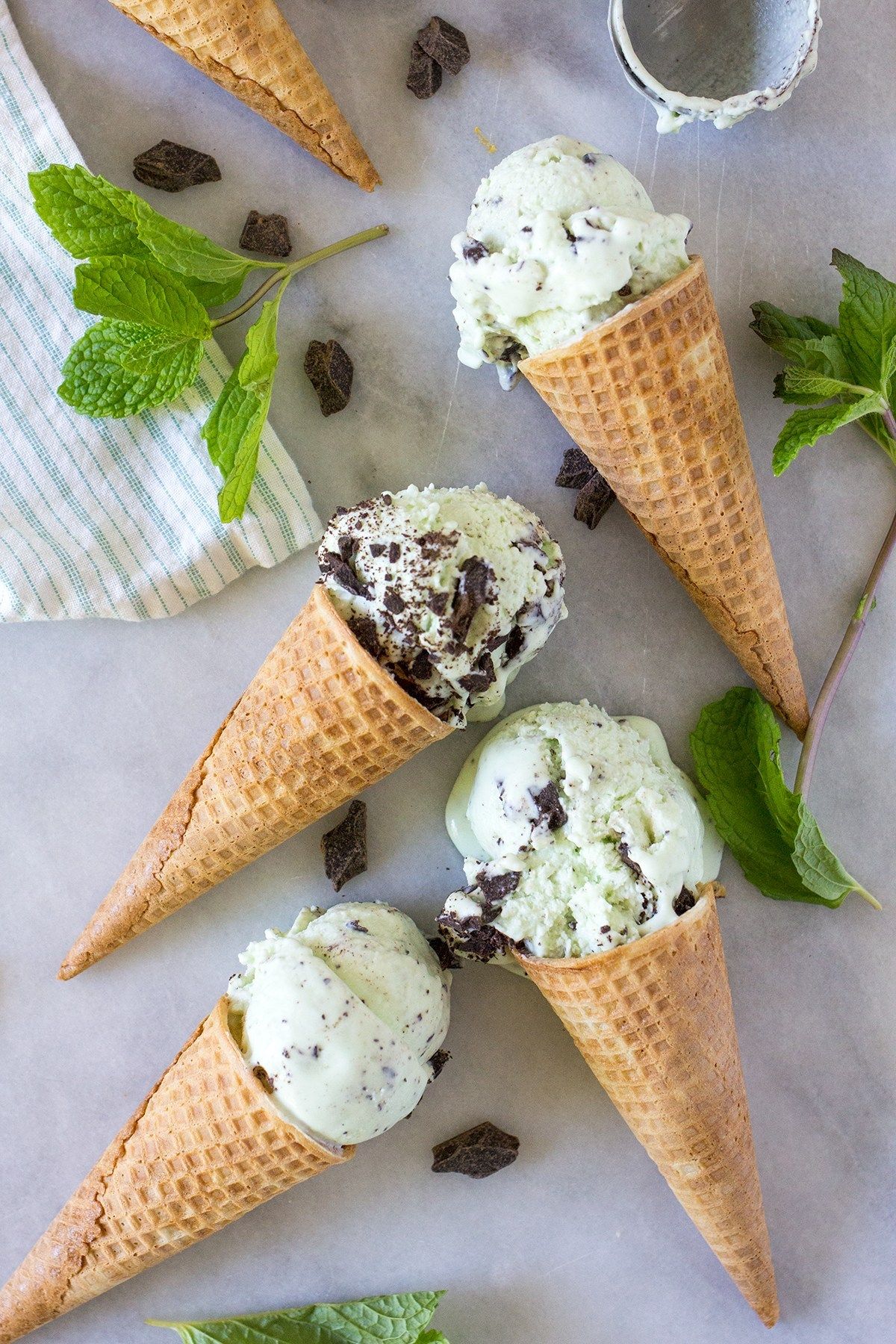 An easy no-churn mint chocolate chip ice cream made with fresh mint and ...