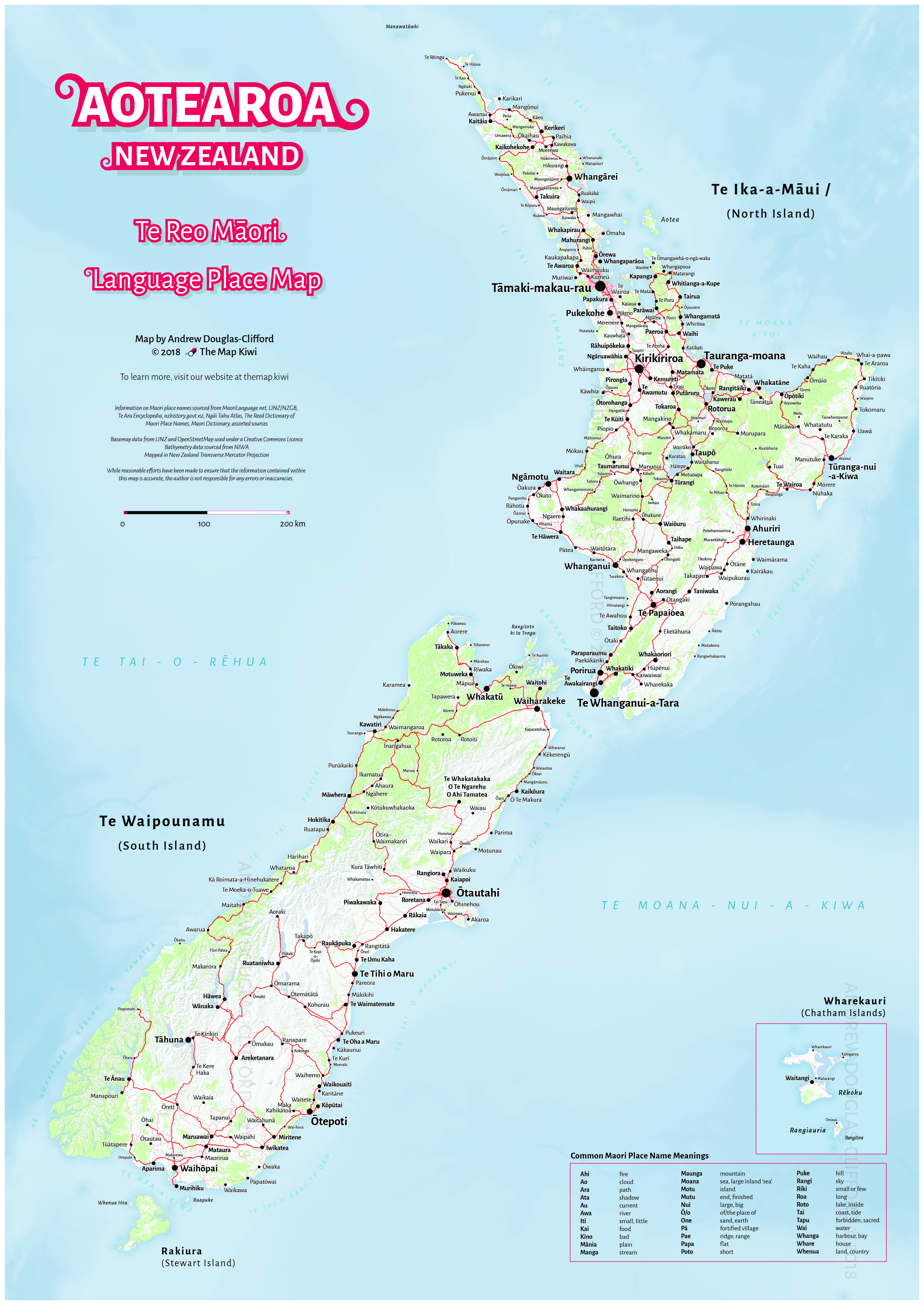 Te Reo Māori Map of Aotearoa/New Zealand | The Map Kiwi Te Reo Maori ...