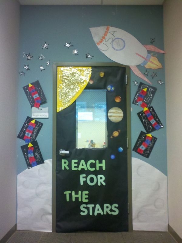 Space theme classroom door | Space theme classroom, Classroom themes ...