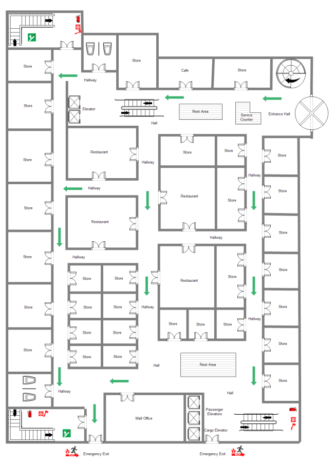 Mall Floor Plan | Free Mall Floor Plan Templates | Shopping mall design ...